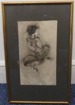 Ronald John Spickett (Canadian, 1926-2018), "Sitting Girl", brush drawing, signed and dated '62,