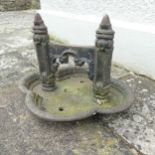 Two Antique cast iron boot Scrapers, (largest) W 38 cm x H 29 cm x D 32 cm.