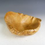 A small Scandinavian root Bowl, dated 1914 and signed, W 32 cm x H 11 cm x D 24 cm.