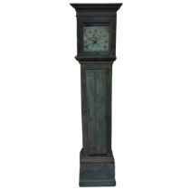 An early 19th century green stained oak 30-hour Longcase Clock, 11 inch dial painted with central