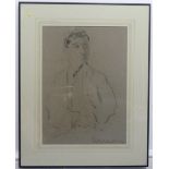 Jacob Kramer (Ukrainian / British, 1892-1962), Portrait of a young man, charcoal on paper, signed