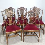 A Set of eight mahogany Hepplewhite style dining Chairs, consisting of two carvers and eight chairs,