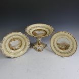 A Copeland and Garrett eight place Dessert Service, with eight plates, one Comporte and two