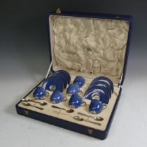 A boxed Royal Worcester six place Coffee Set, comprising six Coffee Cans, one handle missing, and