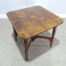 An Edwardian rosewood occasional Table, with inlaid star centre, raised on turned and carved legs, W