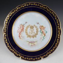 A 19thC Sevres porcelain Chateau des Tuileries Cabinet Plate, decorated with King Louis Philippe