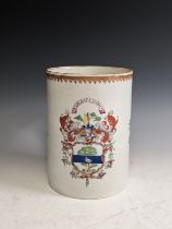 A large Samson armorial porcelain Mug, decorated in the Chinese export style, with colourful