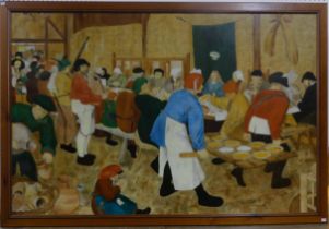 Roy Beushaw, 20th century,'After Peter Bruegel the elder, a copy of the Peasant Wedding', large
