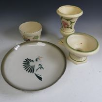 Honiton Pottery: an unusual retro Honiton Pottery charger,  two Urns/Planters and another Jardiniere