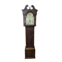 Roberts of Bath, 8 day oak Longcase Clock, painted dial with Roman numerals and seconds, H 202 cm.