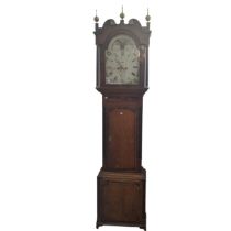 A George III oak and mahogany 8-day longcase Clock, signed R. Fletcher, Chester, fluted columns to