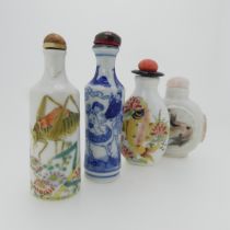 A Chinese famille rose porcelain Snuff Bottle, the white ground decorated with enamels of a