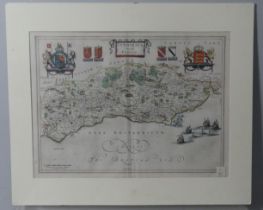 Sussex, map by Blaeu (Johannes), Suthsexia Vernacule Sussex, Amsterdam, 17th century, engraving with