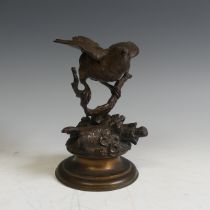 Ferdinand Pautrot (1832-1874), gilt bronze of a Bird on a branch, signed, H 12 cm.