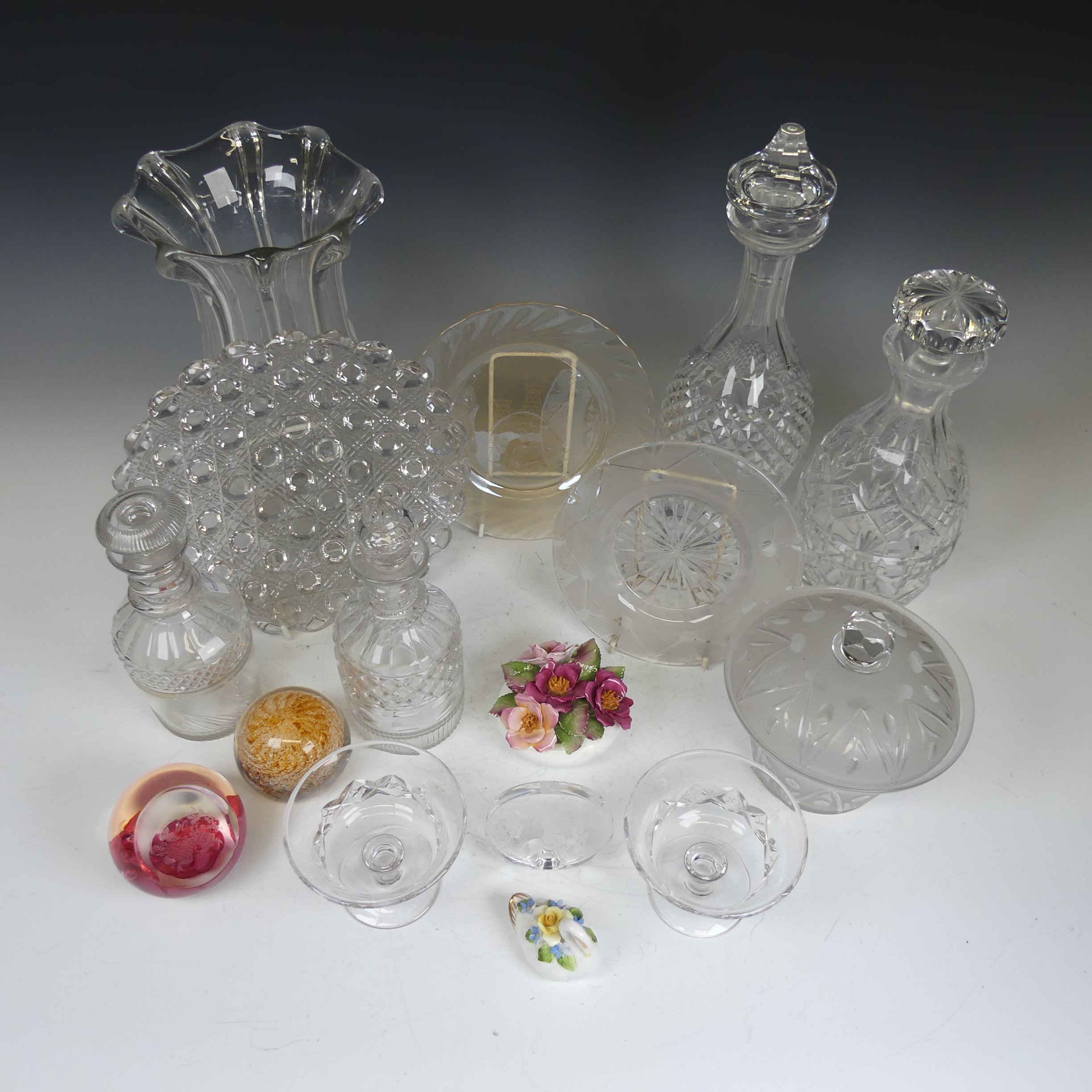 A small quantity of cut and moulded Glassware, to comprise footed celery Vase with notched exterior, - Image 3 of 7