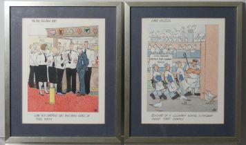 TUGG: four humorous Naval cartoons, pen and ink with watercolour, entitled 'The Pay Review Body', '