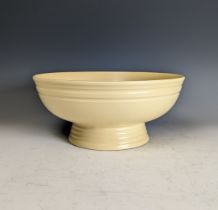 Keith Murray for Wedgwood; an Art Deco Footed Bowl, of green colour, facsimile signature and factory