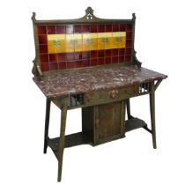 An Arts and Crafts stained ash Washstand made by Shapland & Petter of Barnstaple, circa 1900, with