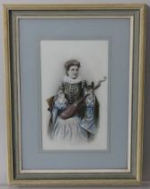 20th century School, Portrait of a lady in 16th century costume, seated, holding a lute,