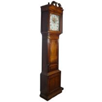 Dumvile of Stockport, A mahogany and oak 8-day moonphase Longcase Clock, painted dial with Roman
