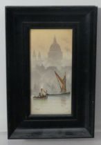 G.M. (20th century), St. Paul's, watercolour, signed with initials and titled, 20cm x 9.5cm, framed,