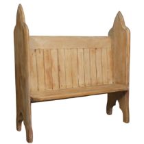 A mid 19th century Canadian pine gothic inspired Church Pew, Nova Scotia circa 1960, reduced in