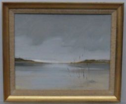 E. Anne Gordon, D.A. (British, modern), River landscape, oil on board, signed 'Gordon', 30cm x 40cm,