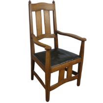 An Arts and Crafts Oak Armchair designed by William Lethaby, Architect (1857-1931), with moulded and