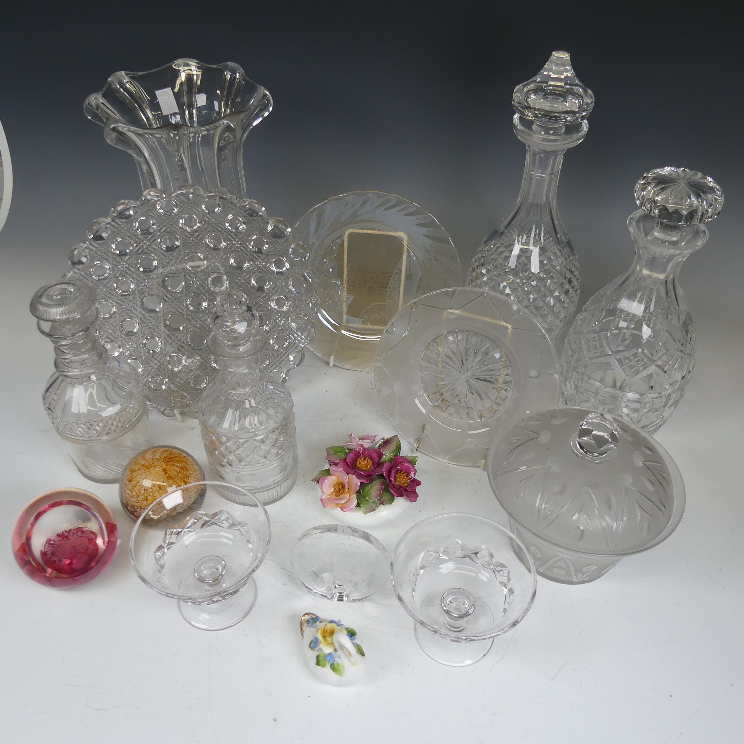 A small quantity of cut and moulded Glassware, to comprise footed celery Vase with notched exterior, - Image 6 of 7
