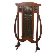 A Shapland and Petter of Barnstaple Art Nouveau mahogany and copper Firescreen, circa 1900, in the