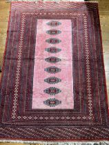 Tribal Rugs; a fine hand-knotted old Turkomen Bokhara rug, short wool pile on silk base, the