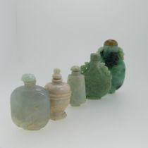 A small quantity of Chinese jade Snuff Bottles, comprising one carved with bats, hardstone