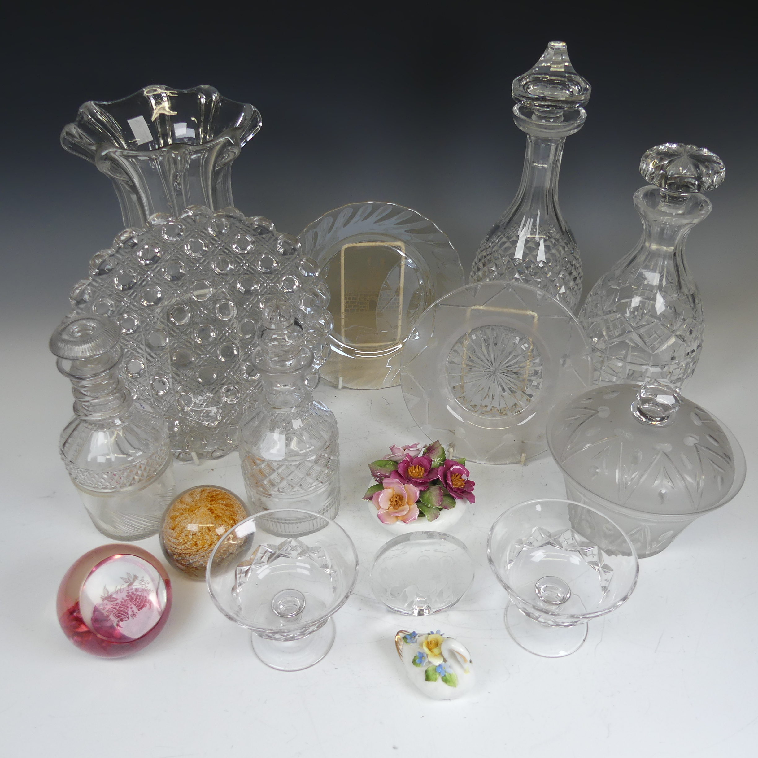 A small quantity of cut and moulded Glassware, to comprise footed celery Vase with notched exterior,