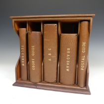 Asprey London: An early 20th century leather Desk Stationary Rack, or desk set / telegram rack,
