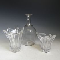 A Daum mid-century crystal art glass Vase, of lobed abstract form, etched signature 'Daum, France'