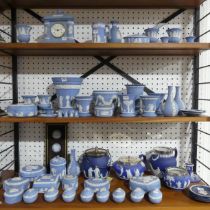 A large quantity of Wedgwood and other Jasperwares, comprising pieces in light blue, dark blue, sage