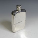 A Victorian silver Hip Flask, by Hewson & Williams, hallmarked London 1895, of rounded rectangular