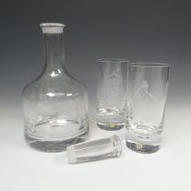 A Dartington glass commemorative 1981 Royal Wedding Decanter and Glass set, to commemorate the