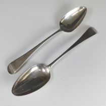 A pair of George III silver Table Spoons, by Thomas Wallis II, hallmarked London, 1796, Old