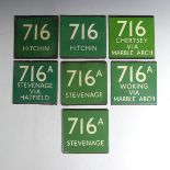 Bus and Coaching Memorabilia; A collection of seven London Transport enamel Bus Stop E-Plates, three