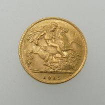 A George V gold Half Sovereign, dated 1915.