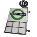 Bus and Coach Memorabilia; A London Transport enamel 'Coach Stop' (Compulsory) Flag Sign, green line