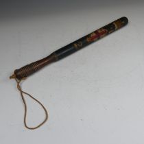 A Victorian Special Constable truncheon painted with Royal Crown and St Georges cross flag, initials