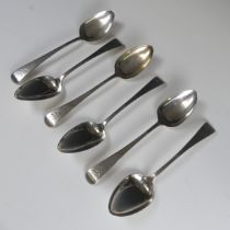 A set of six George III silver Dessert Spoons, makers mark WE, hallmarked London, 1803, Old