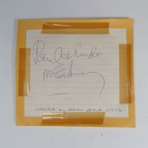 Paul and Linda McCartney; An ink signature, both names signed by one hand, with note 'Collected by