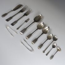 A pair of George IV silver fiddle pattern Dessert Spoons, by Joseph Hicks, hallmarked Exeter, 1822/