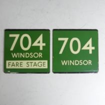 Bus and Coaching Memorabilia; Two London Transport enamel Bus Stop E-Plate, Green Line Route No.