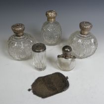 A pair of Edwardian silver mounted cut glass globular Scent Bottles, by C C May & Sons, hallmarked