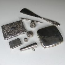 A late Victorian silver Card / Stamp Case, by William Comyns & Sons, hallmarked London, 1894, with