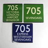 Bus and Coaching Memorabilia; Three London Transport enamel Bus Stop E-Plates, for Green Line